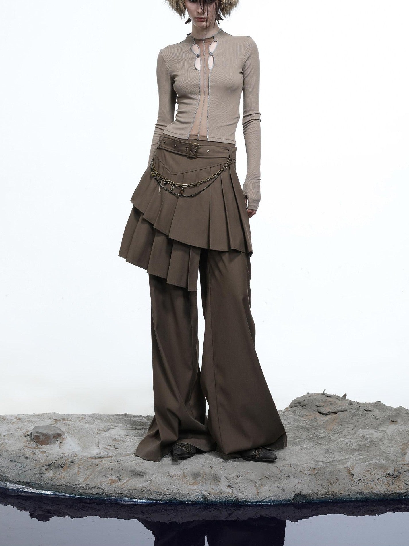 NORTH NODE High Stretch Slim Knit Mesh Panel Women&