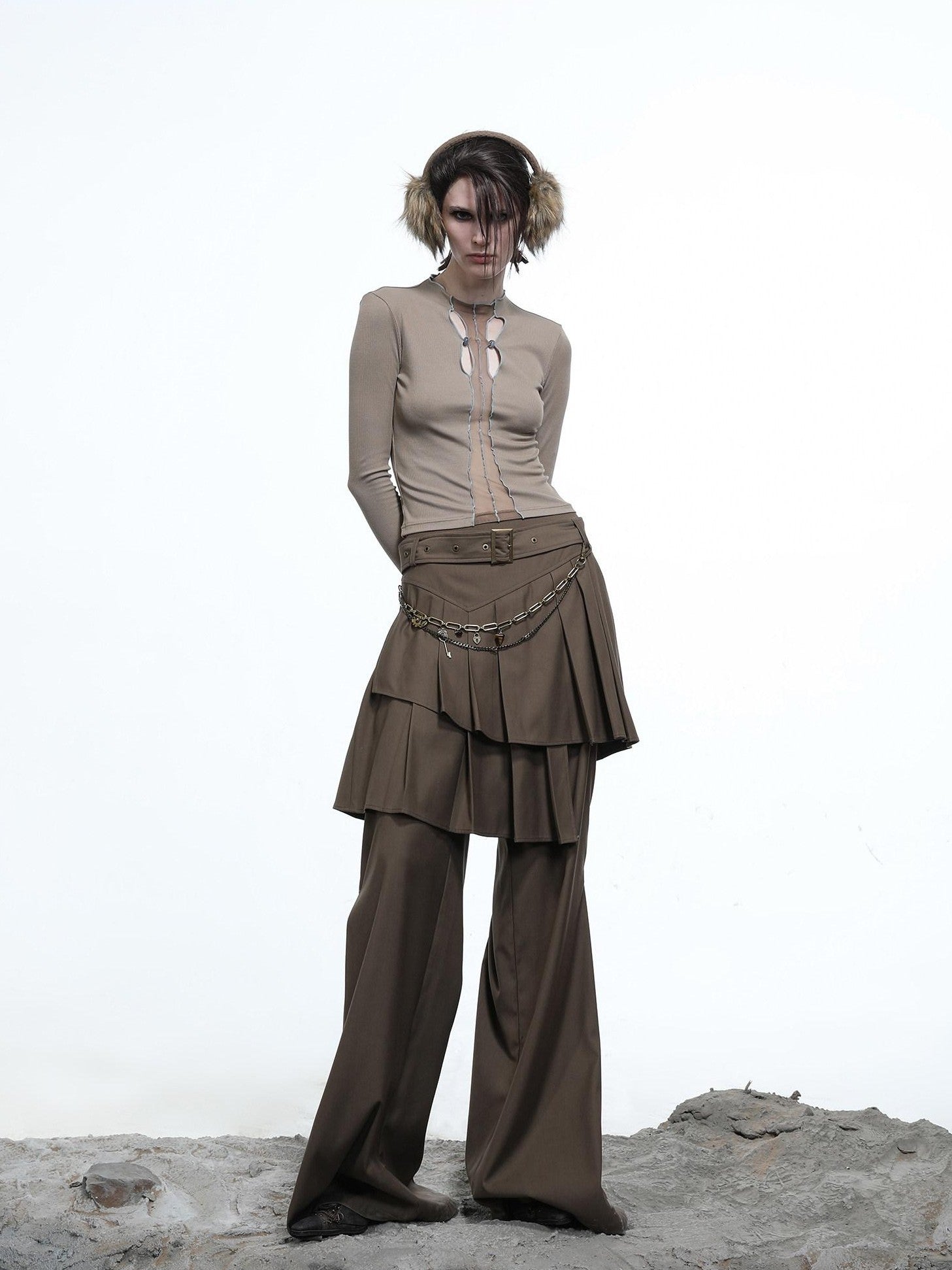 NORTH NODE High Stretch Slim Knit Mesh Panel Women&
