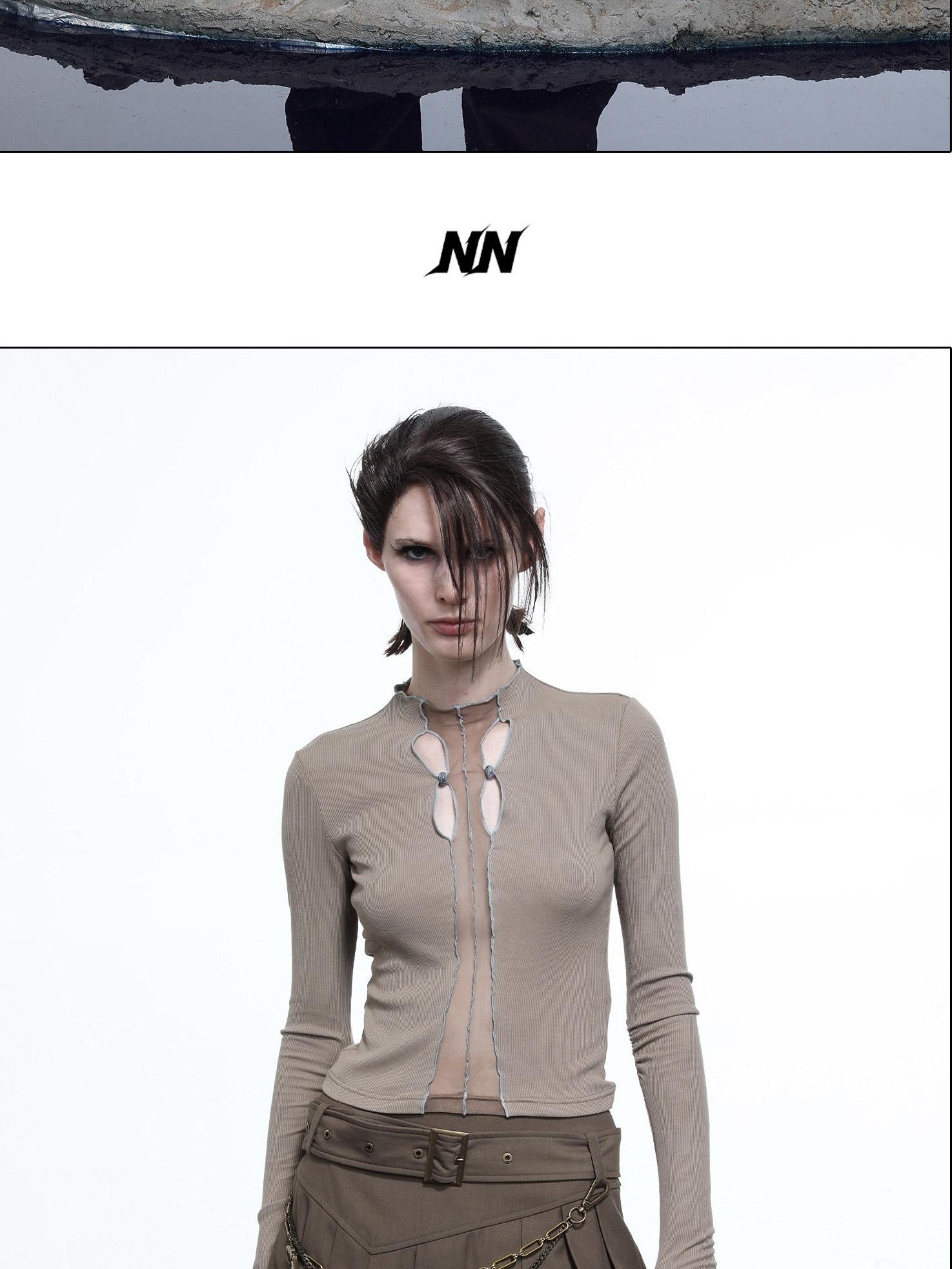 NORTH NODE High Stretch Slim Knit Mesh Panel Women&