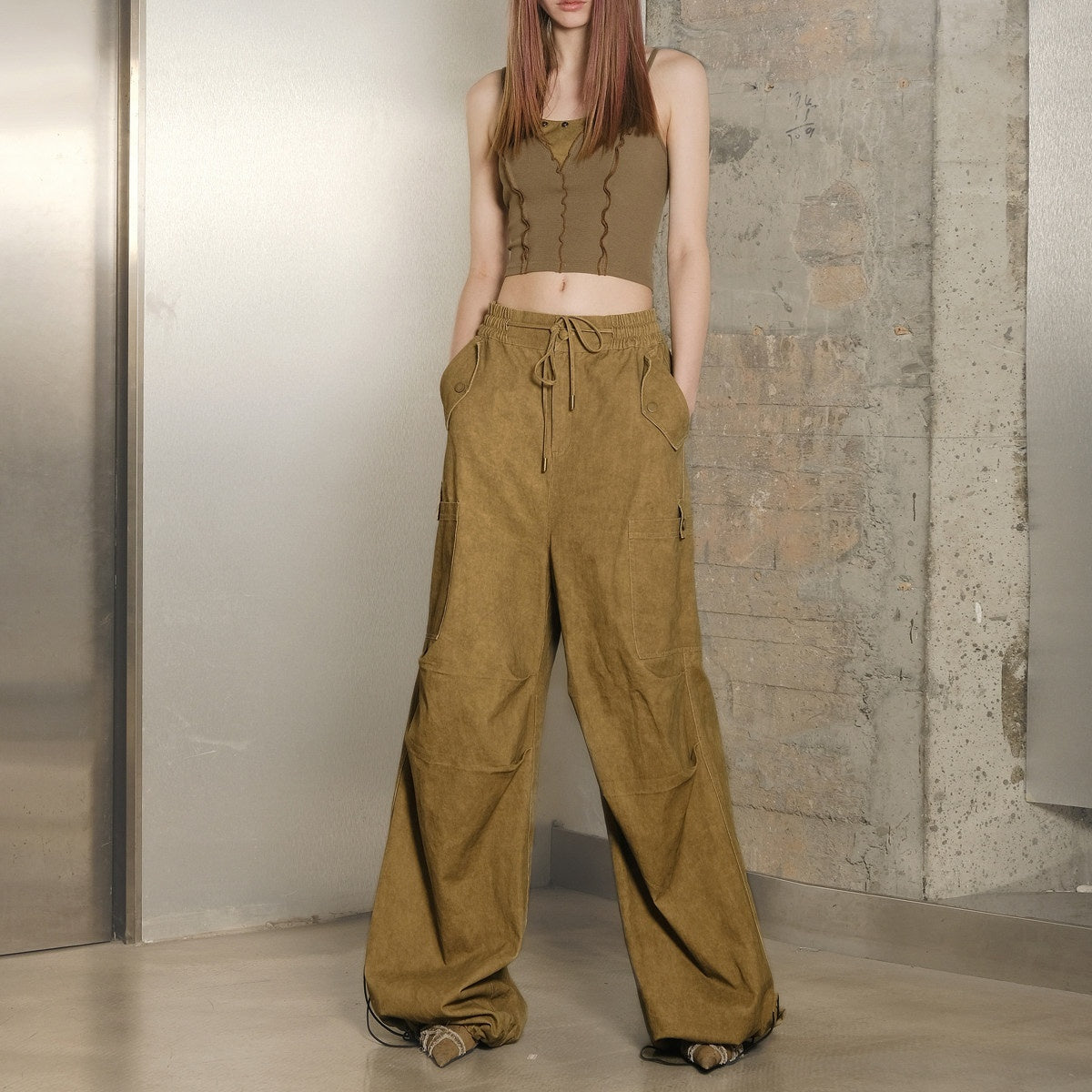 NORTH_NODE_Khaki_Drawstring_Cargo_Pockets_Paratrooper_Women&