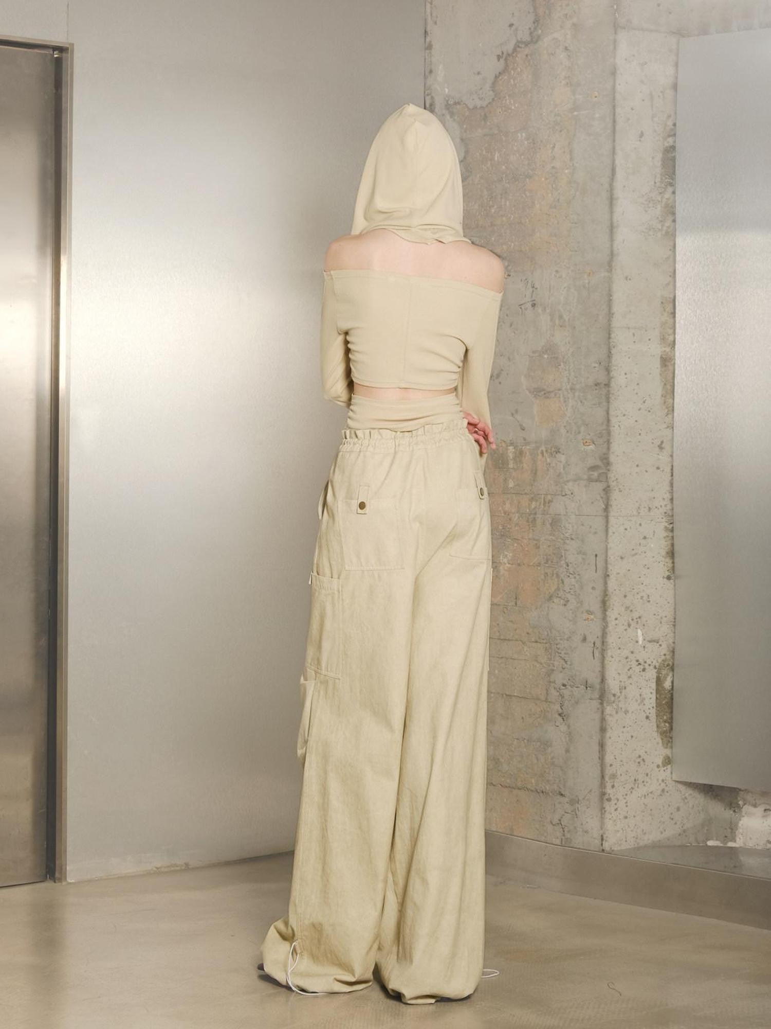 NORTH NODE Khaki Drawstring Cargo Pockets Paratrooper Women&