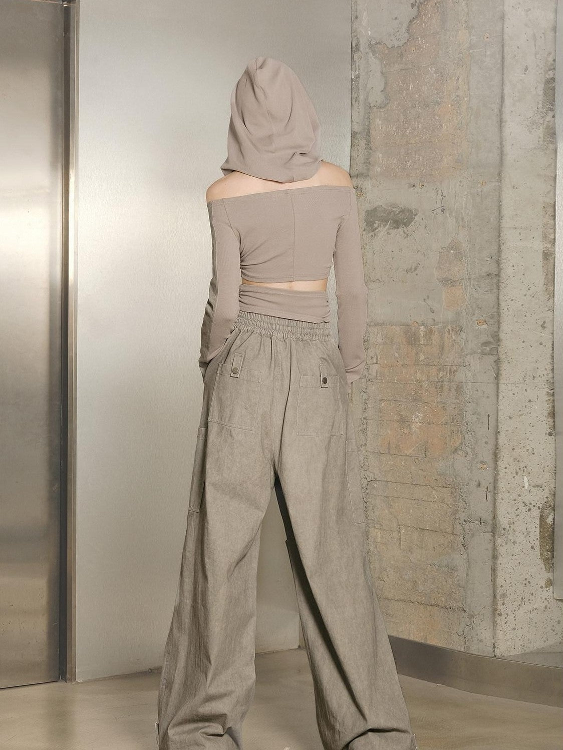 NORTH NODE Khaki Drawstring Cargo Pockets Paratrooper Women&