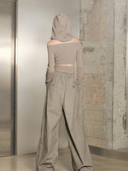 NORTH NODE Khaki Drawstring Paratrooper Pocket Hooded Women&