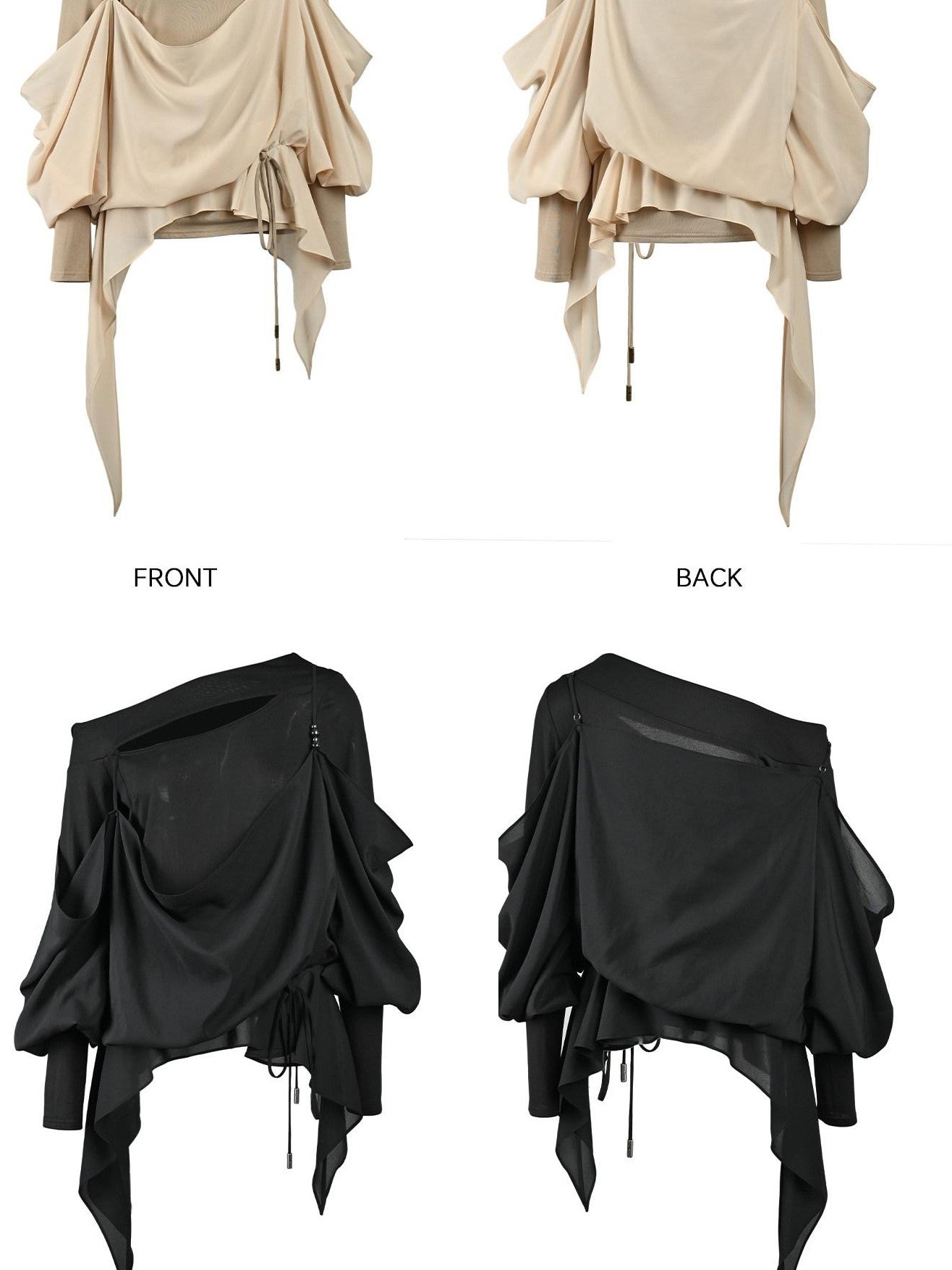 NORTH NODE Knit Splice Asymmetric Ruffle One Shoulder Women&