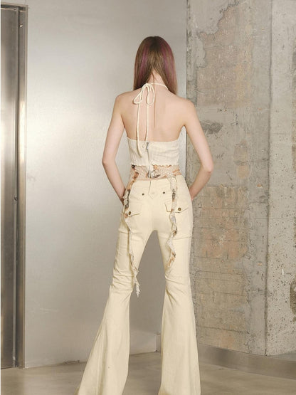 NORTH NODE Lace Burnout Patchwork Open Back Women&