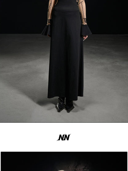 NORTH NODE Lace Mesh Spliced Long Sleeve Fitted Women&