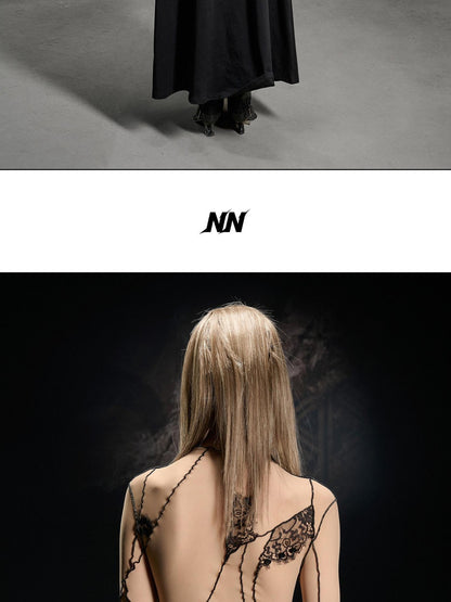 NORTH NODE Lace Mesh Spliced Long Sleeve Fitted Women&