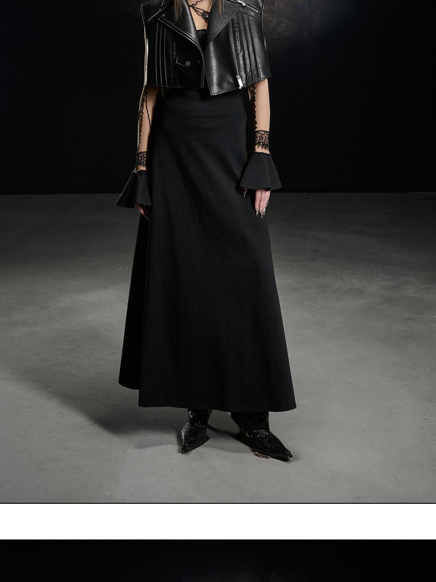 NORTH NODE Lace Mesh Spliced Long Sleeve Fitted Women&