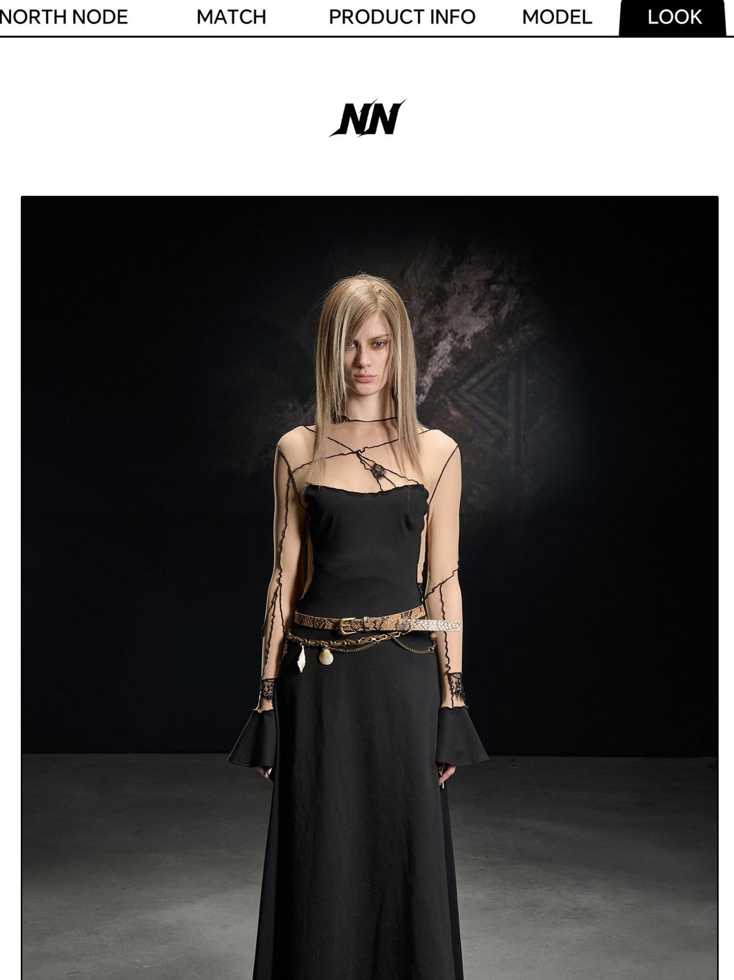NORTH NODE Lace Mesh Spliced Long Sleeve Fitted Women&