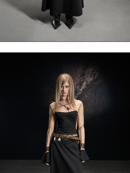 NORTH NODE Lace Mesh Spliced Long Sleeve Fitted Women&