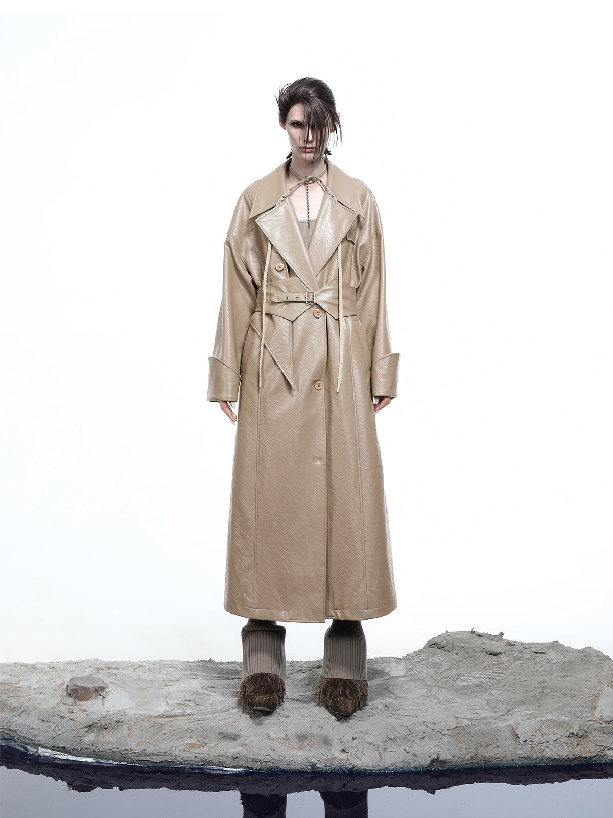 NORTH_NODE_Lacquered_Detachable_Waist_Belt_Pockets_Blazer_Collar_Women&