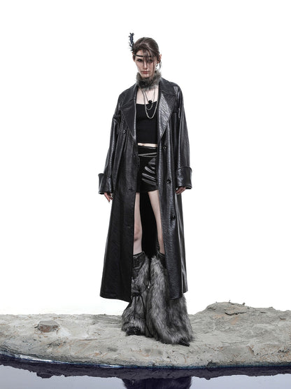 NORTH NODE Lacquered Detachable Waist Belt Pockets Blazer Collar Women&