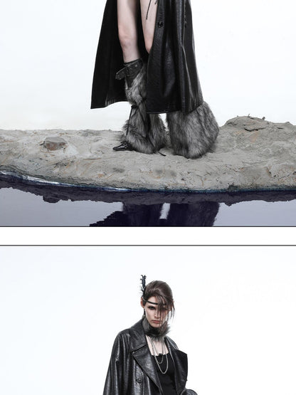 NORTH NODE Lacquered Detachable Waist Belt Pockets Blazer Collar Women&