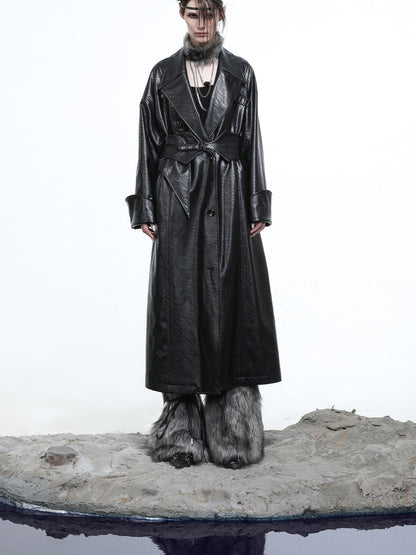 NORTH NODE Lacquered Detachable Waist Belt Pockets Blazer Collar Women&