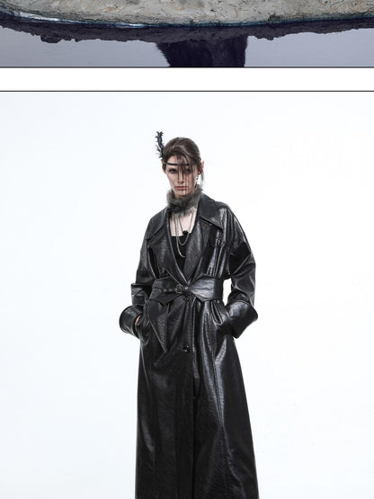 NORTH NODE Lacquered Detachable Waist Belt Pockets Blazer Collar Women&