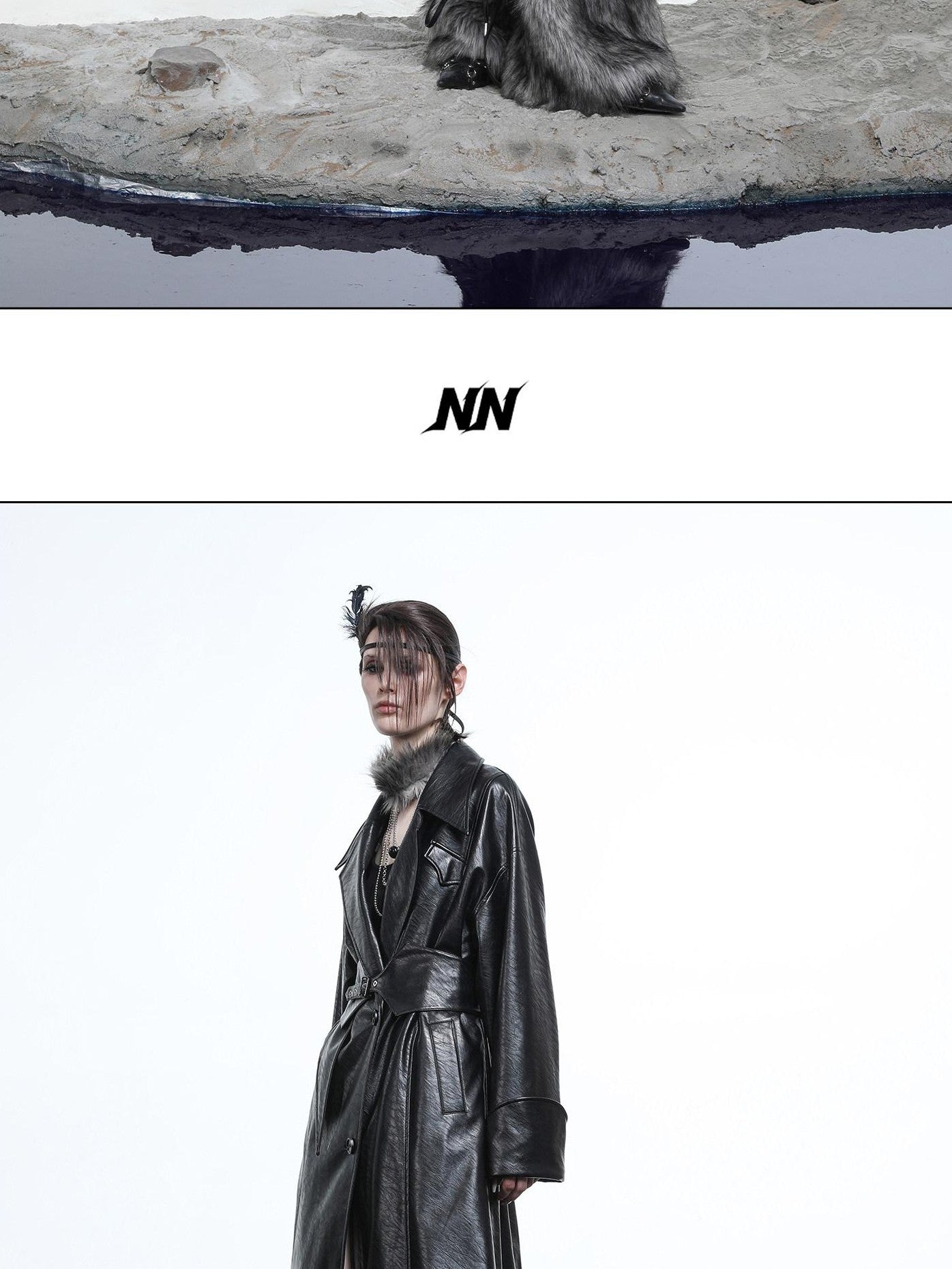 NORTH NODE Lacquered Detachable Waist Belt Pockets Blazer Collar Women&