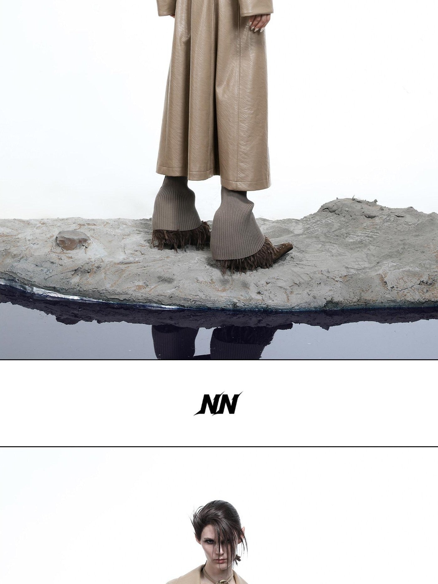 NORTH NODE Lacquered Detachable Waist Belt Pockets Blazer Collar Women&