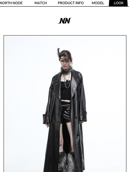 NORTH NODE Lacquered Detachable Waist Belt Pockets Blazer Collar Women&
