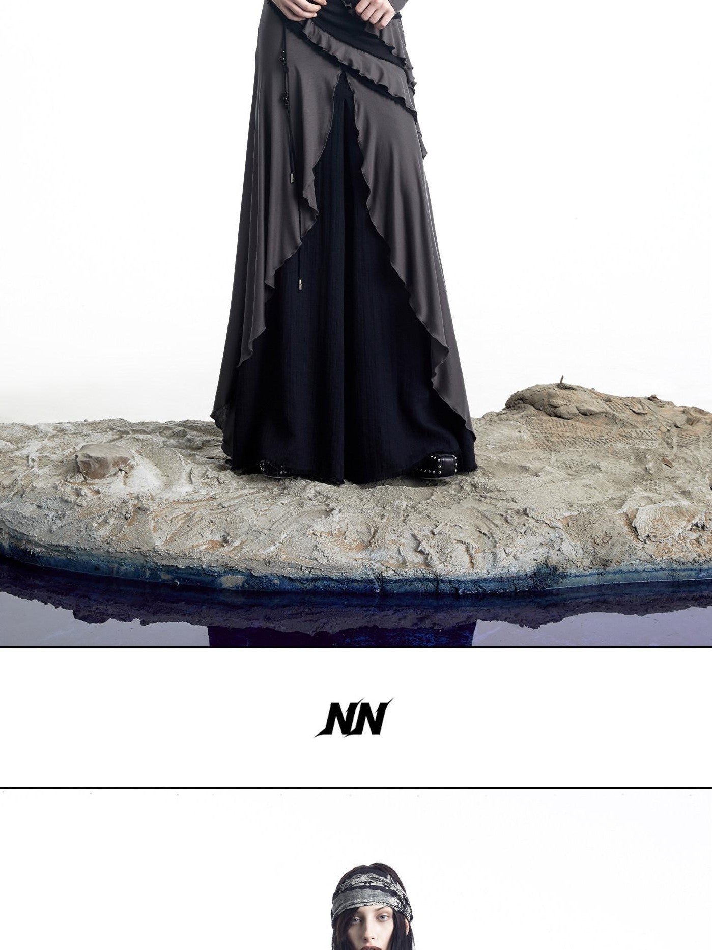 NORTH NODE Layered Patchwork Ruffle Knit Women&
