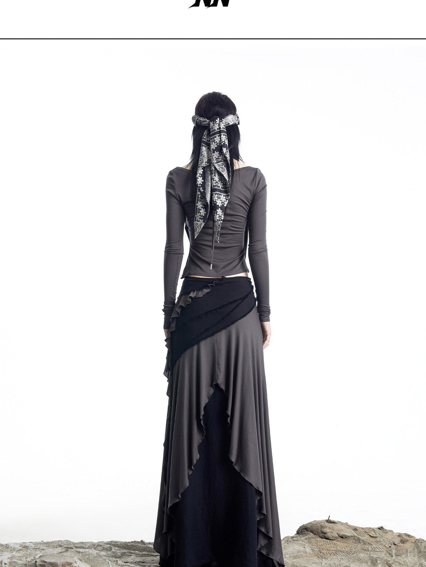 NORTH NODE Layered Patchwork Ruffle Knit Women&