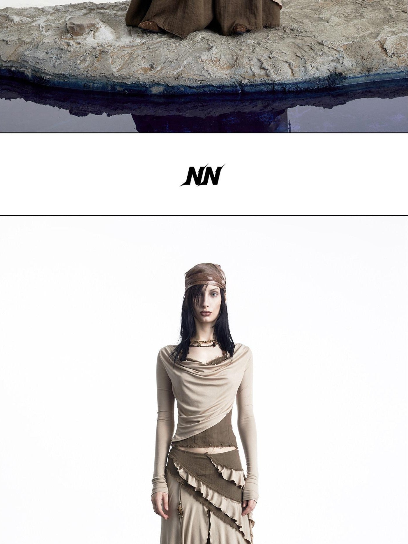 NORTH NODE Layered Patchwork Ruffle Knit Women&