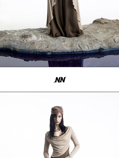 NORTH NODE Layered Patchwork Ruffle Knit Women&