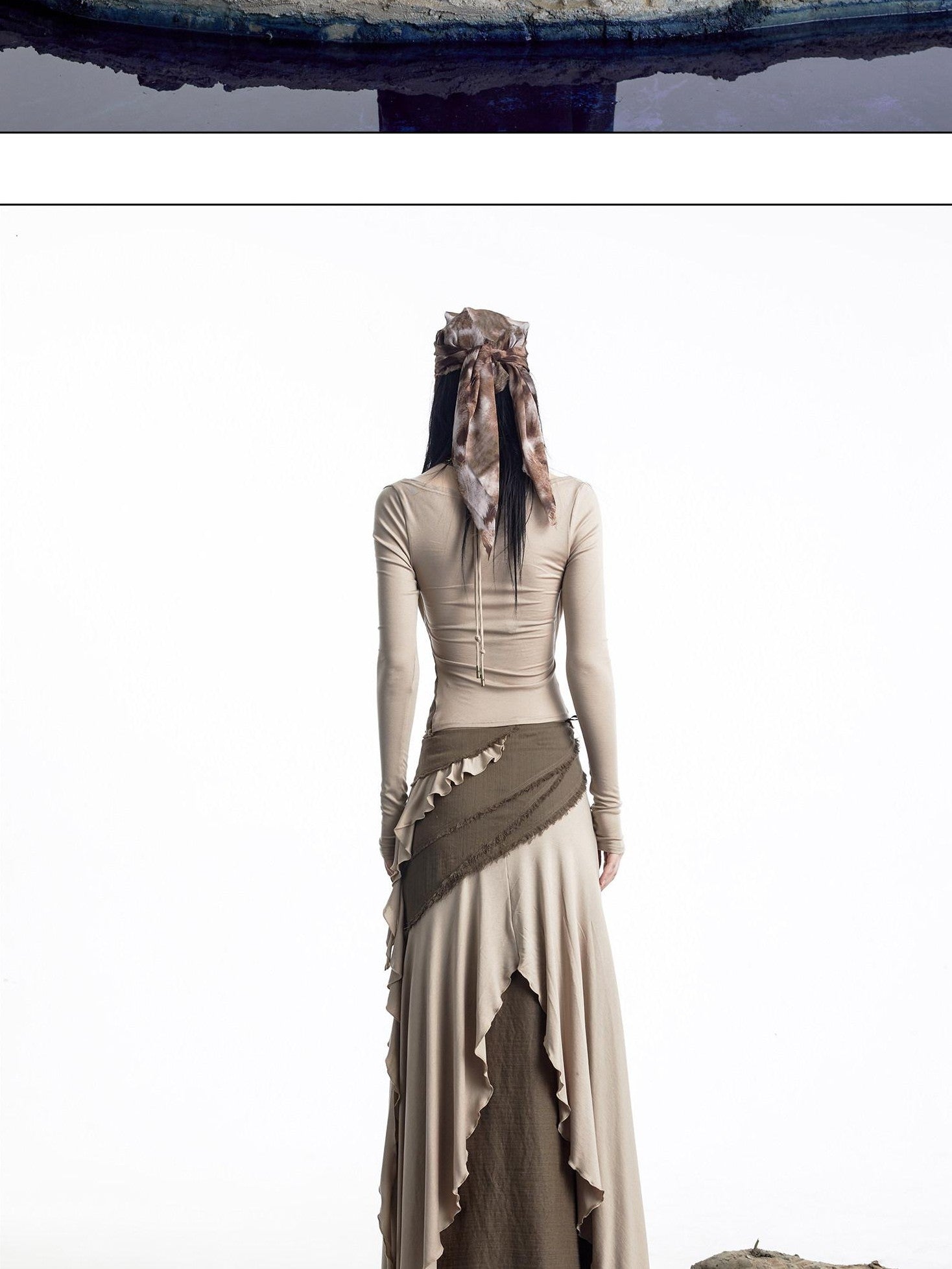 NORTH NODE Layered Patchwork Ruffle Knit Women&