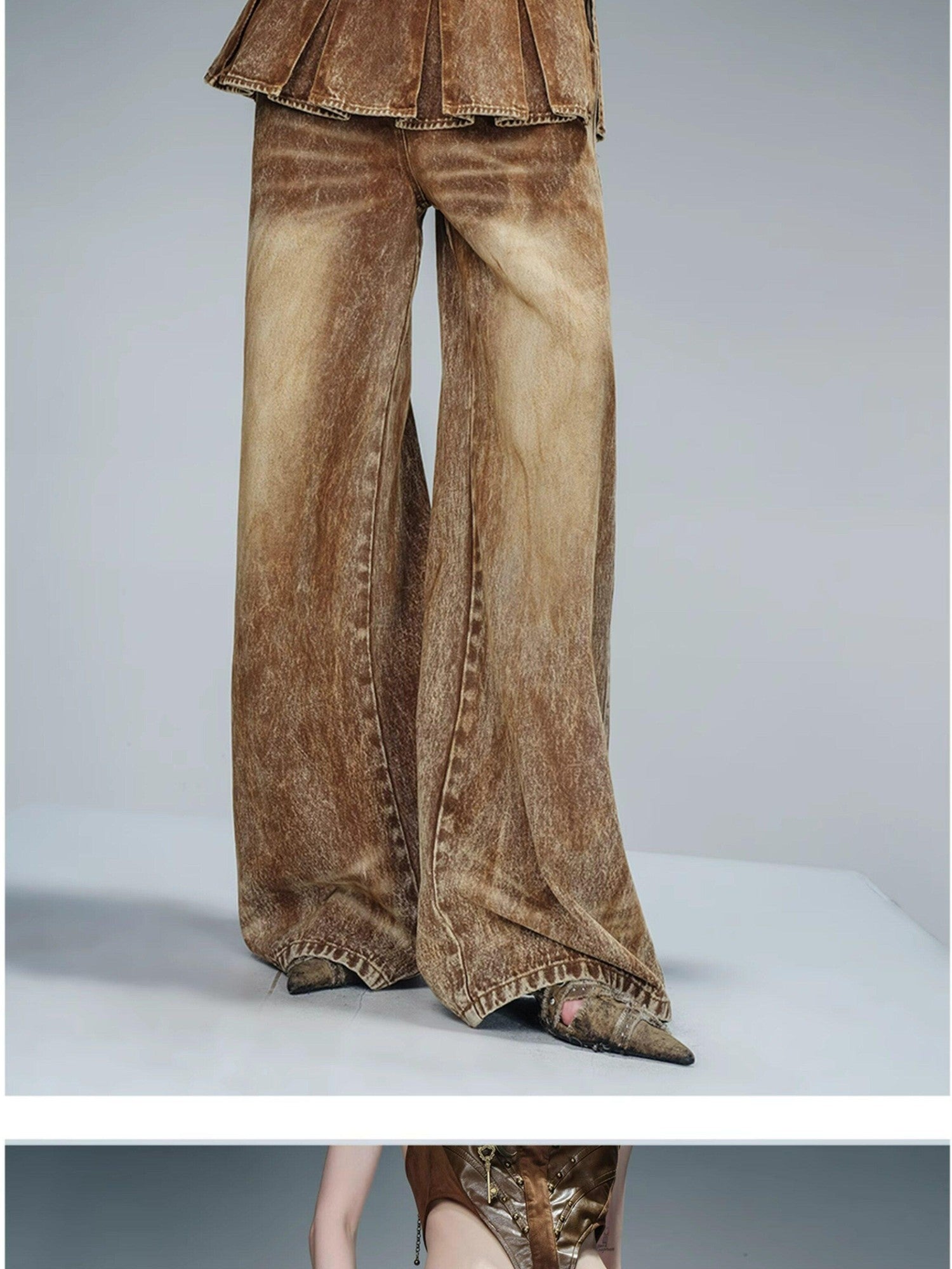 NORTH NODE Layered Pleated Skirt Overlay Design Women&