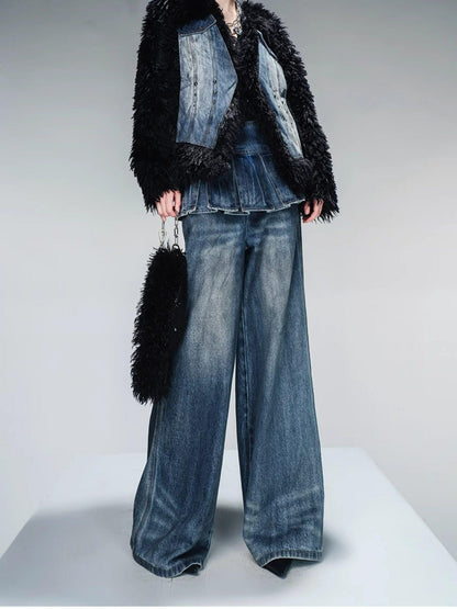 NORTH NODE Layered Pleated Skirt Overlay Design Women&
