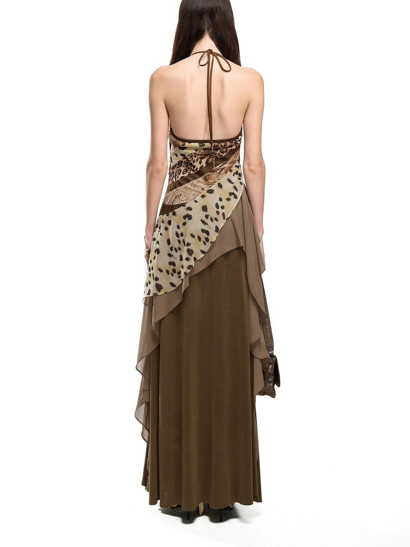 NORTH NODE Leopard Patchwork Ruffle Women&