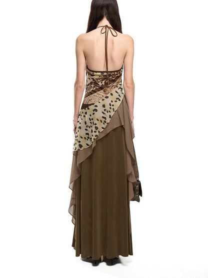 NORTH NODE Leopard Patchwork Ruffle Women&
