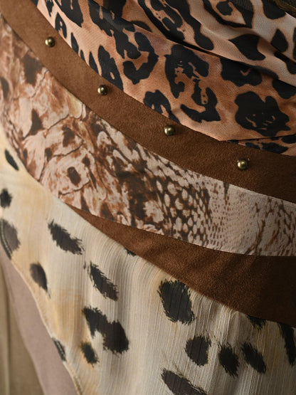 NORTH NODE Leopard Patchwork Ruffle Women&