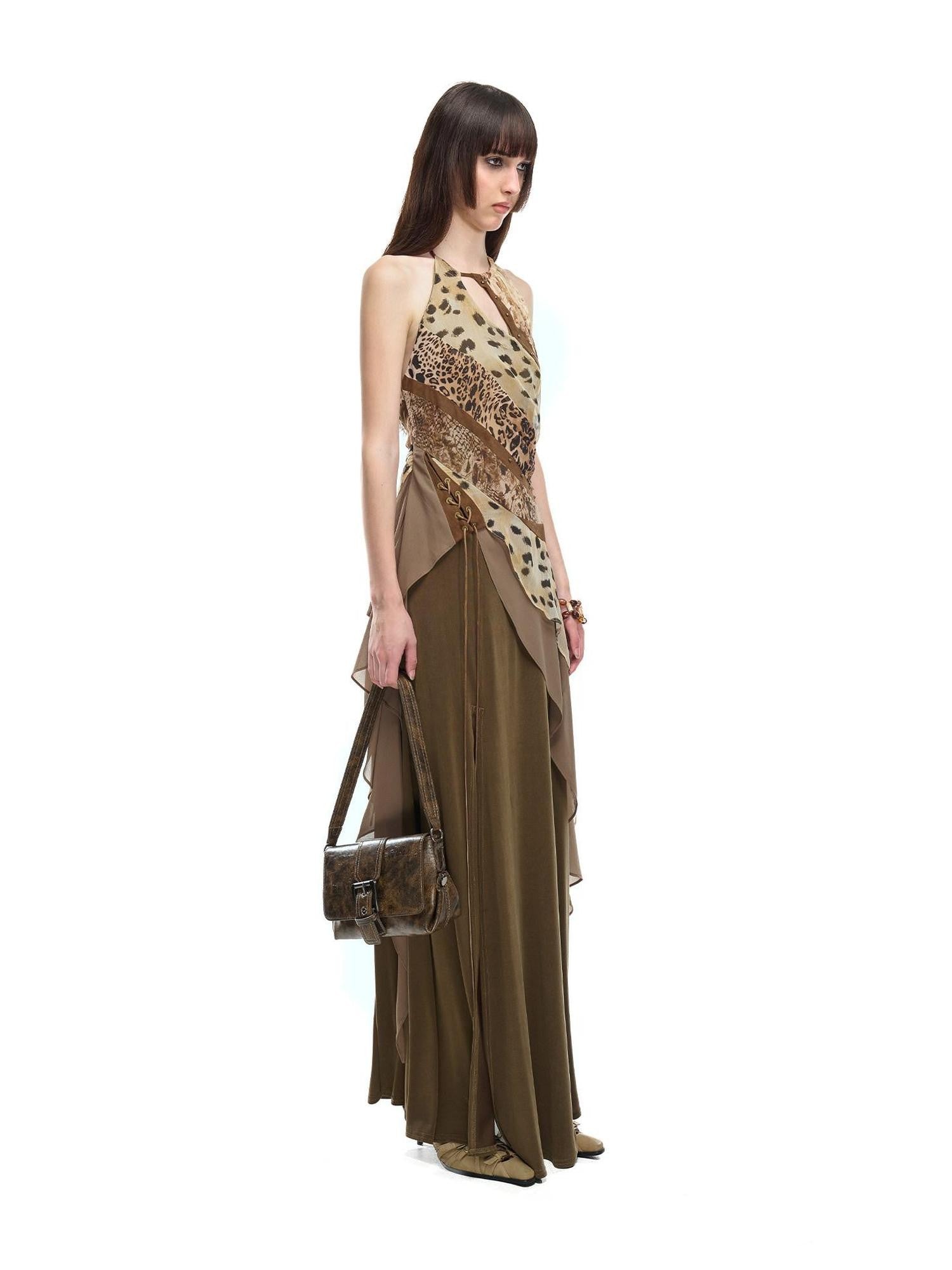 NORTH NODE Leopard Patchwork Ruffle Women&