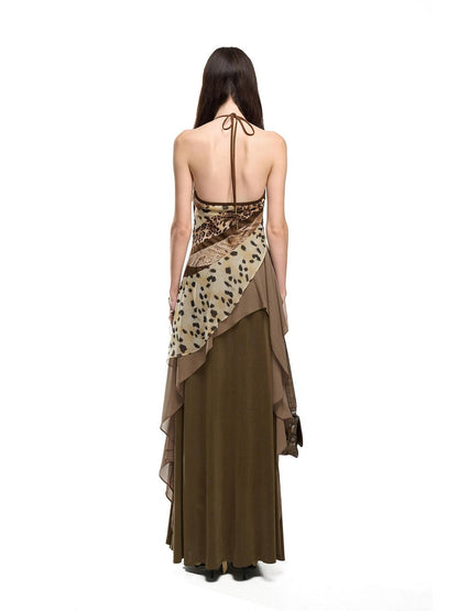 NORTH NODE Leopard Patchwork Ruffle Women&