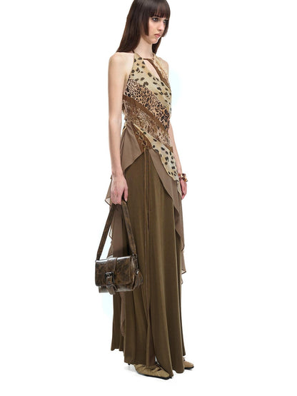 NORTH NODE Leopard Patchwork Ruffle Women&