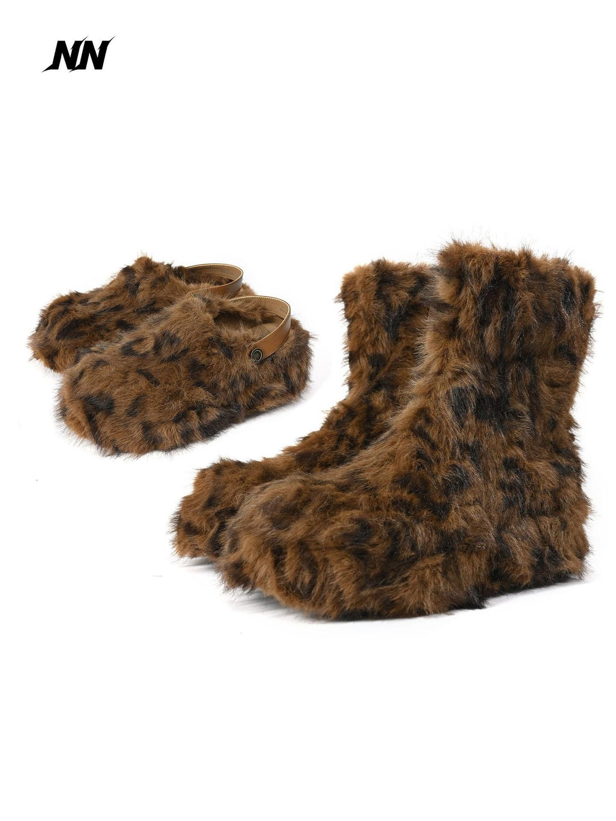 NORTH NODE Leopard Print Faux Fur Platform Women&