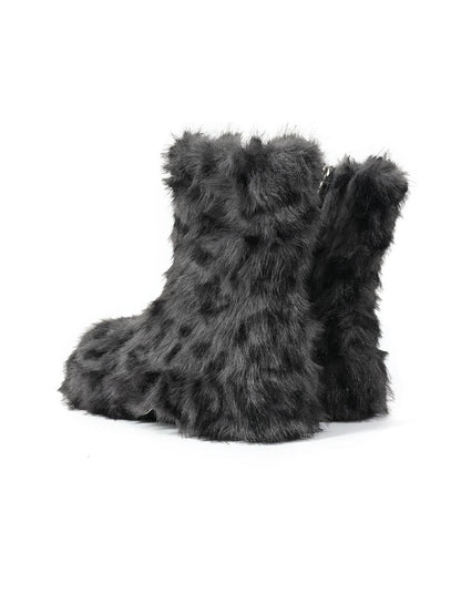 NORTH NODE Leopard Print Faux Fur Platform Women&