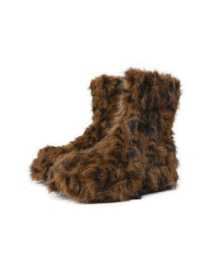 NORTH NODE Leopard Print Faux Fur Platform Women&