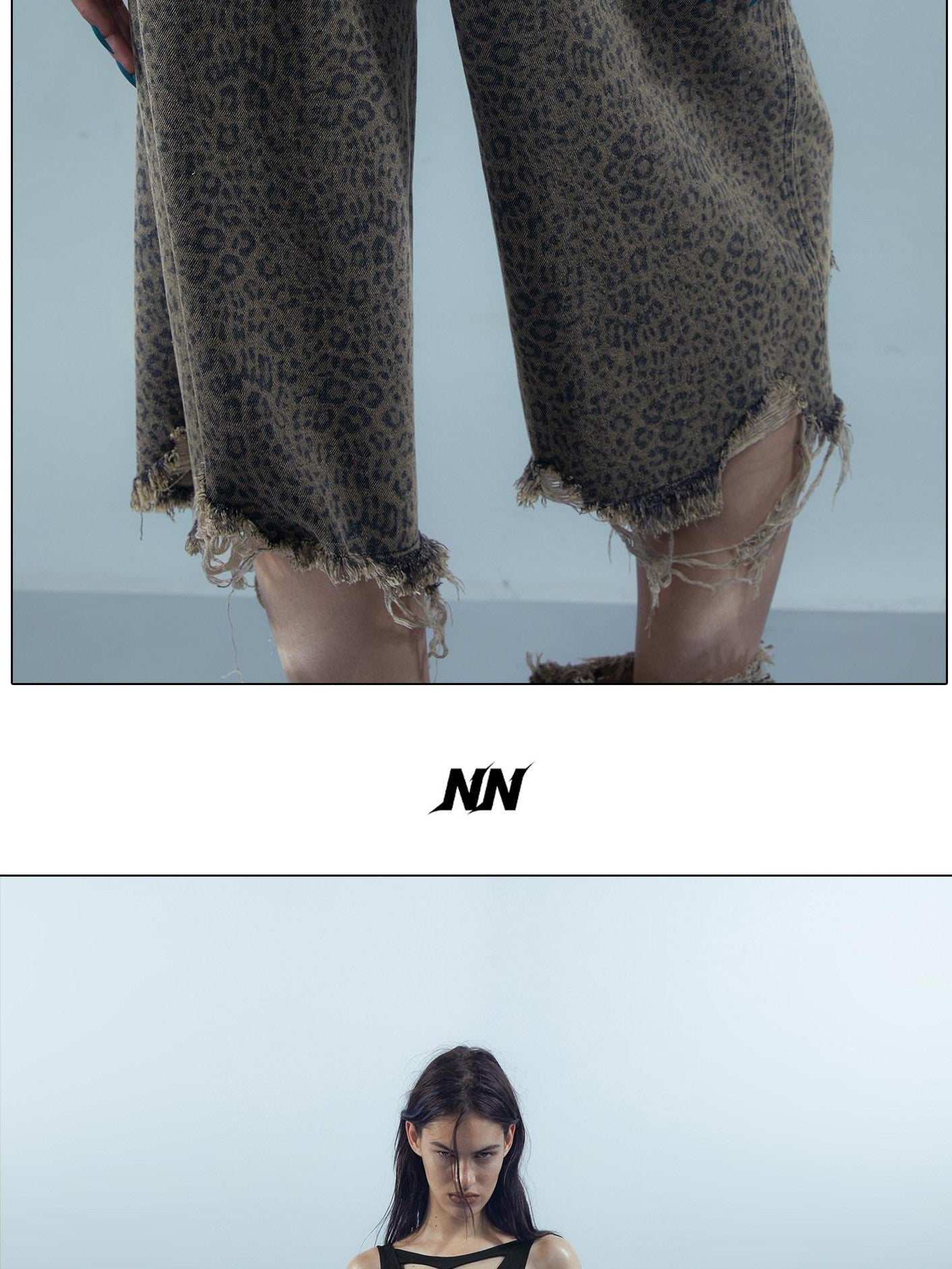 NORTH NODE Leopard Print Washed Distressed Wasteland Style Women&