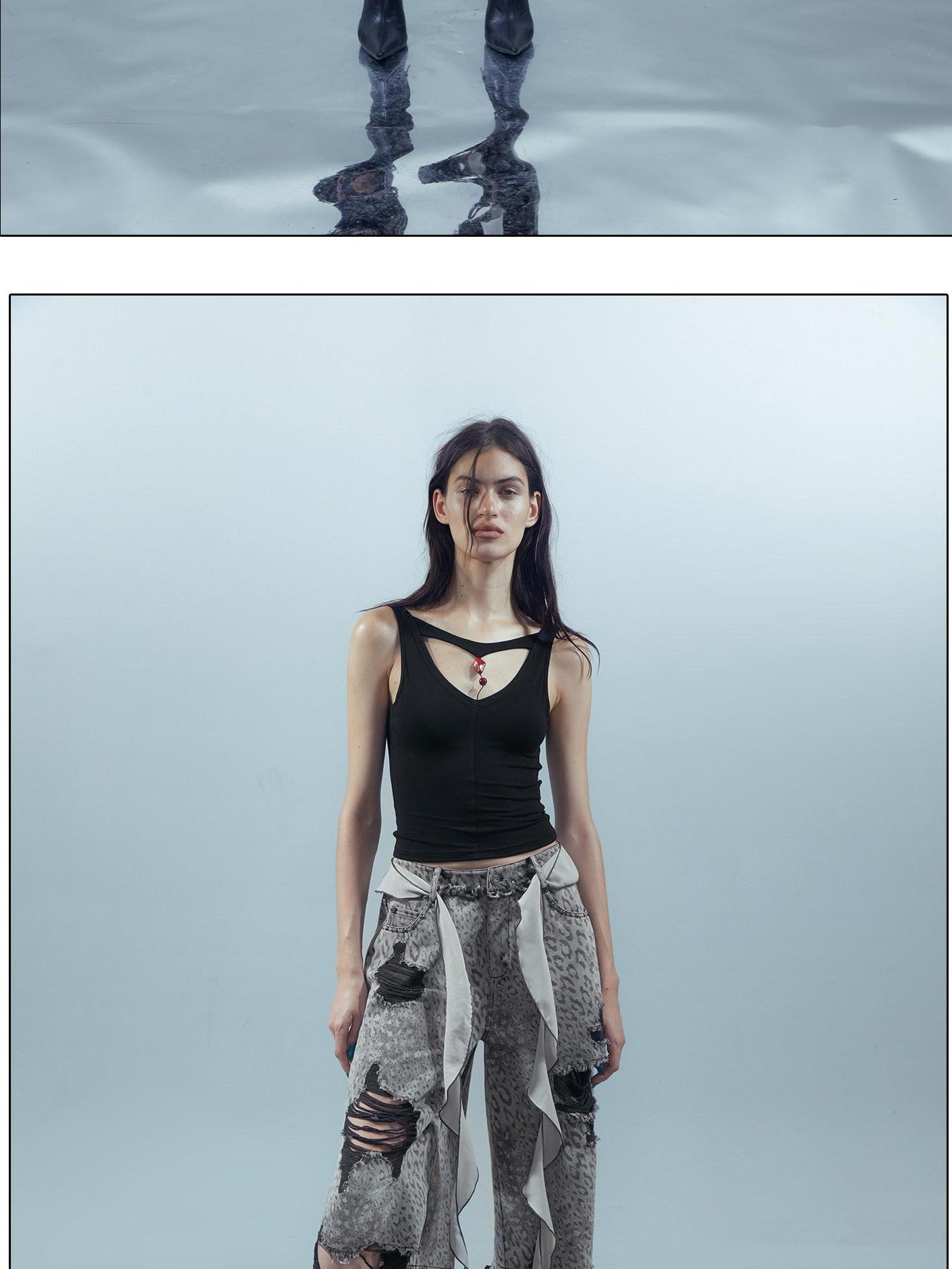 NORTH NODE Leopard Print Washed Distressed Wasteland Style Women&