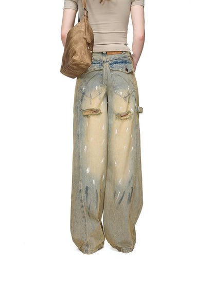 NORTH NODE Light Blue Washed Brushed Ripped Natural Waist Women&