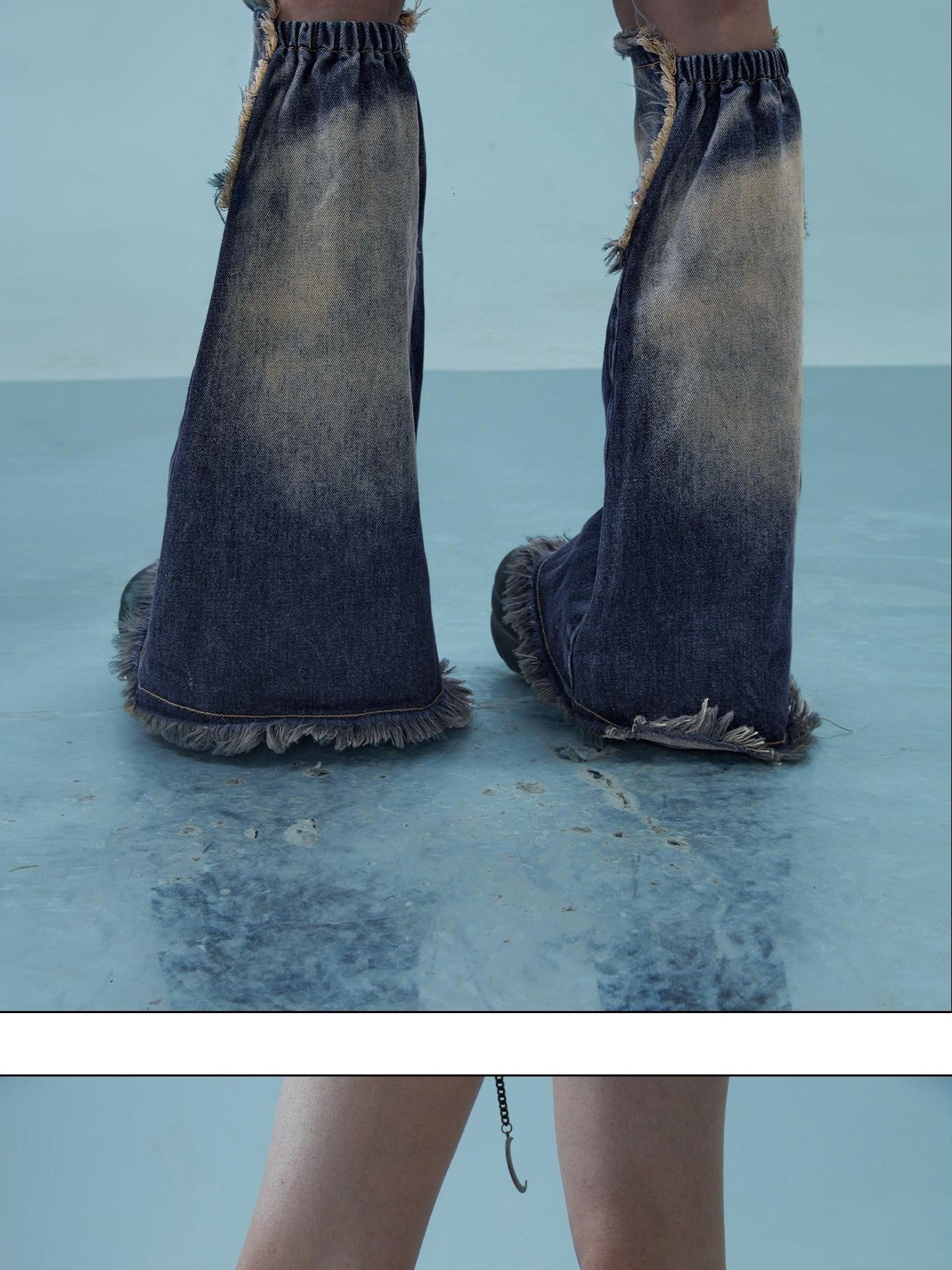 NORTH NODE Light Wash Distressed Aged Raw Frayed Hem Women&