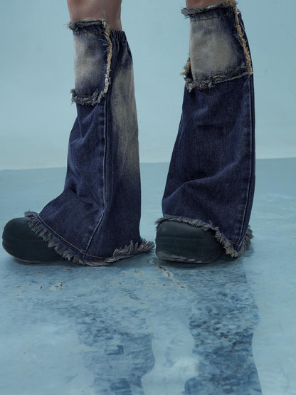NORTH NODE Light Wash Distressed Aged Raw Frayed Hem Women&