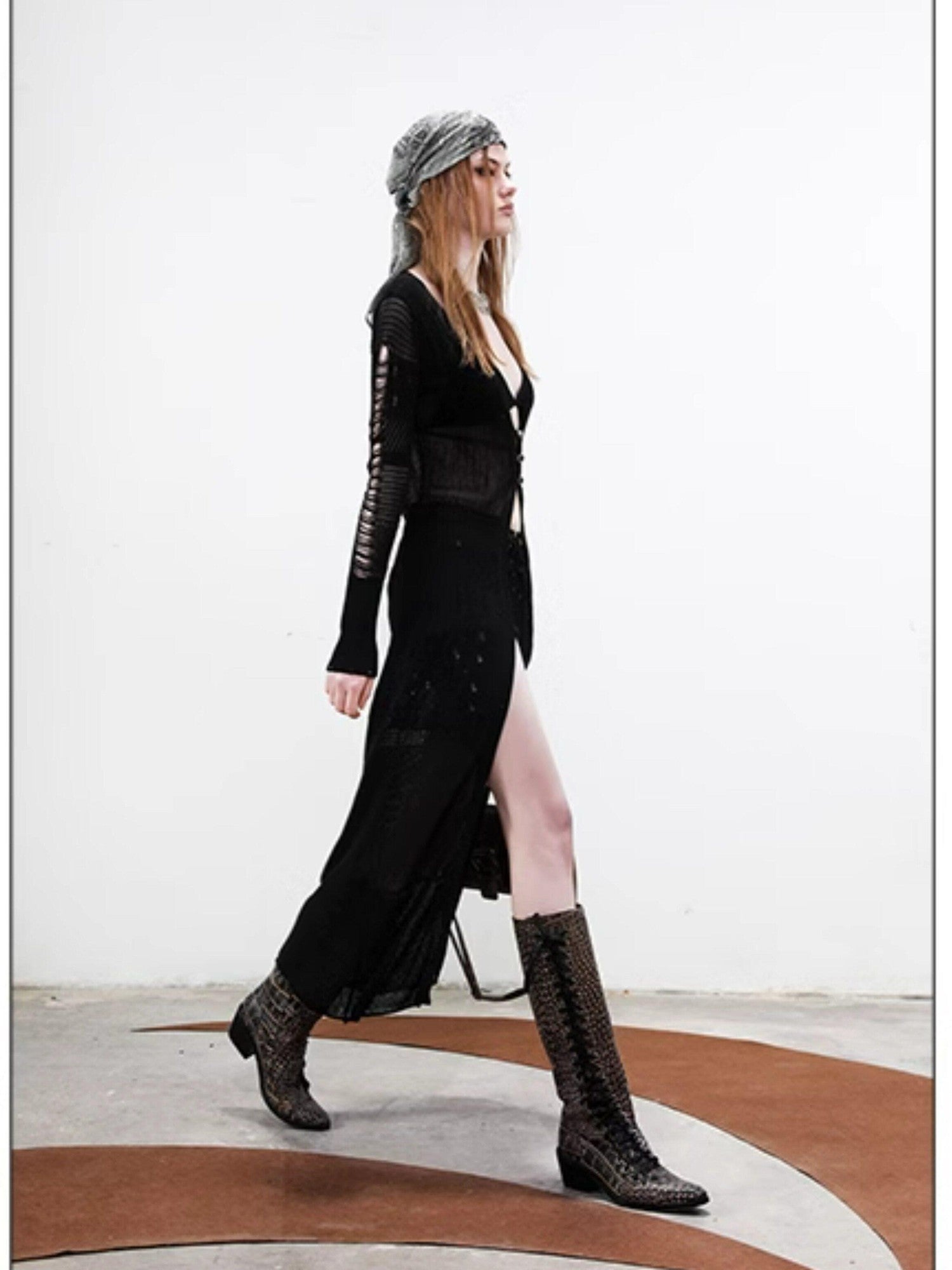 NORTH NODE Longline Open Front Knit Sweater Long Length Women&