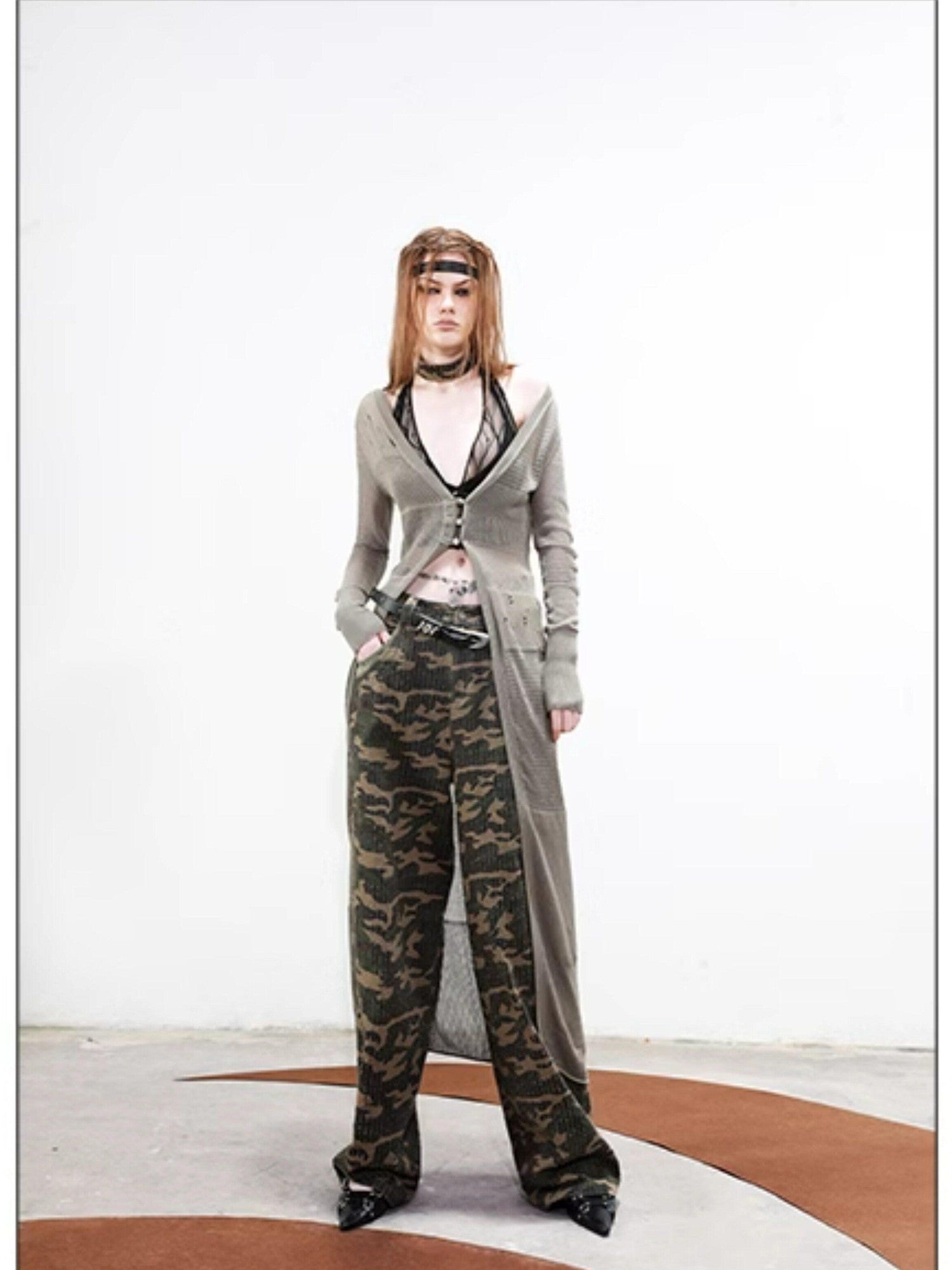 NORTH NODE Longline Open Front Knit Sweater Long Length Women&