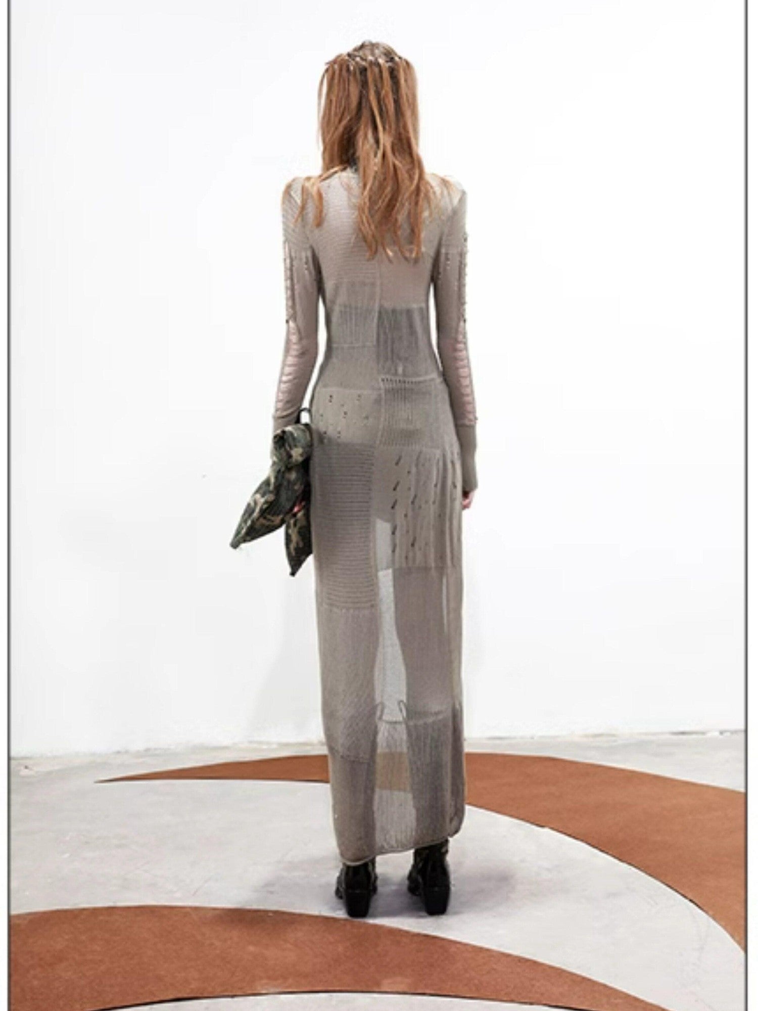 NORTH NODE Longline Open Front Knit Sweater Long Length Women&