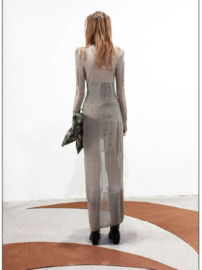 NORTH NODE Longline Open Front Knit Sweater Long Length Women&