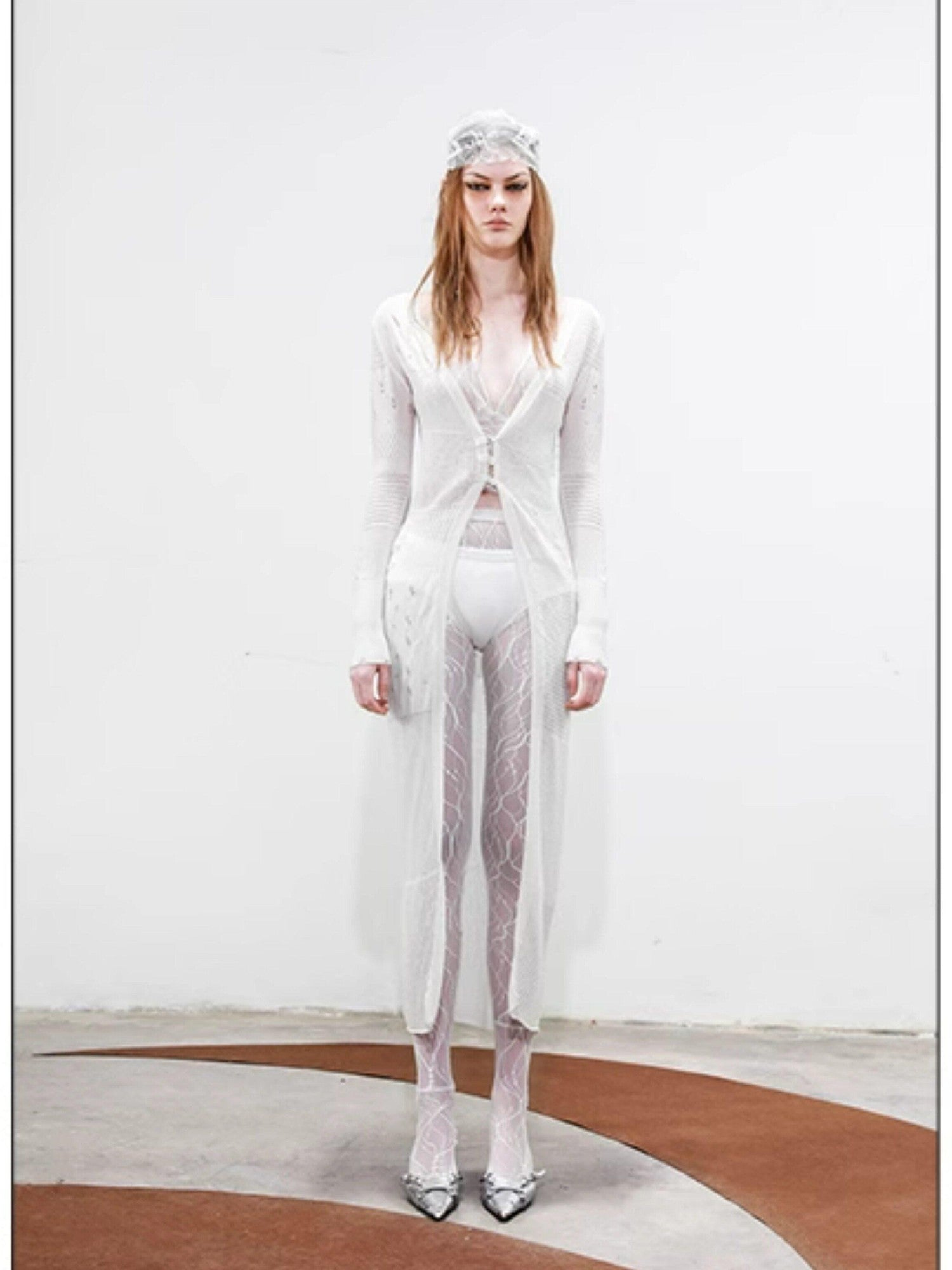 NORTH NODE Longline Open Front Knit Sweater Long Length Women&