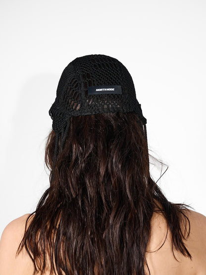 NORTH NODE Mesh Beaded Handcrafted Button Turban Women&