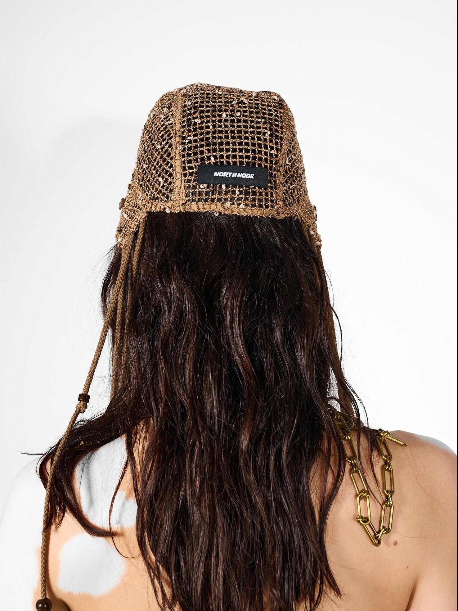 NORTH NODE Mesh Beaded Handcrafted Button Turban Women&